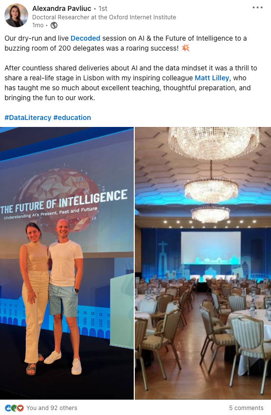 Our dry-run and live Decoded session on AI & the Future of Intelligence to a buzzing room of 200 delegates was a roaring success